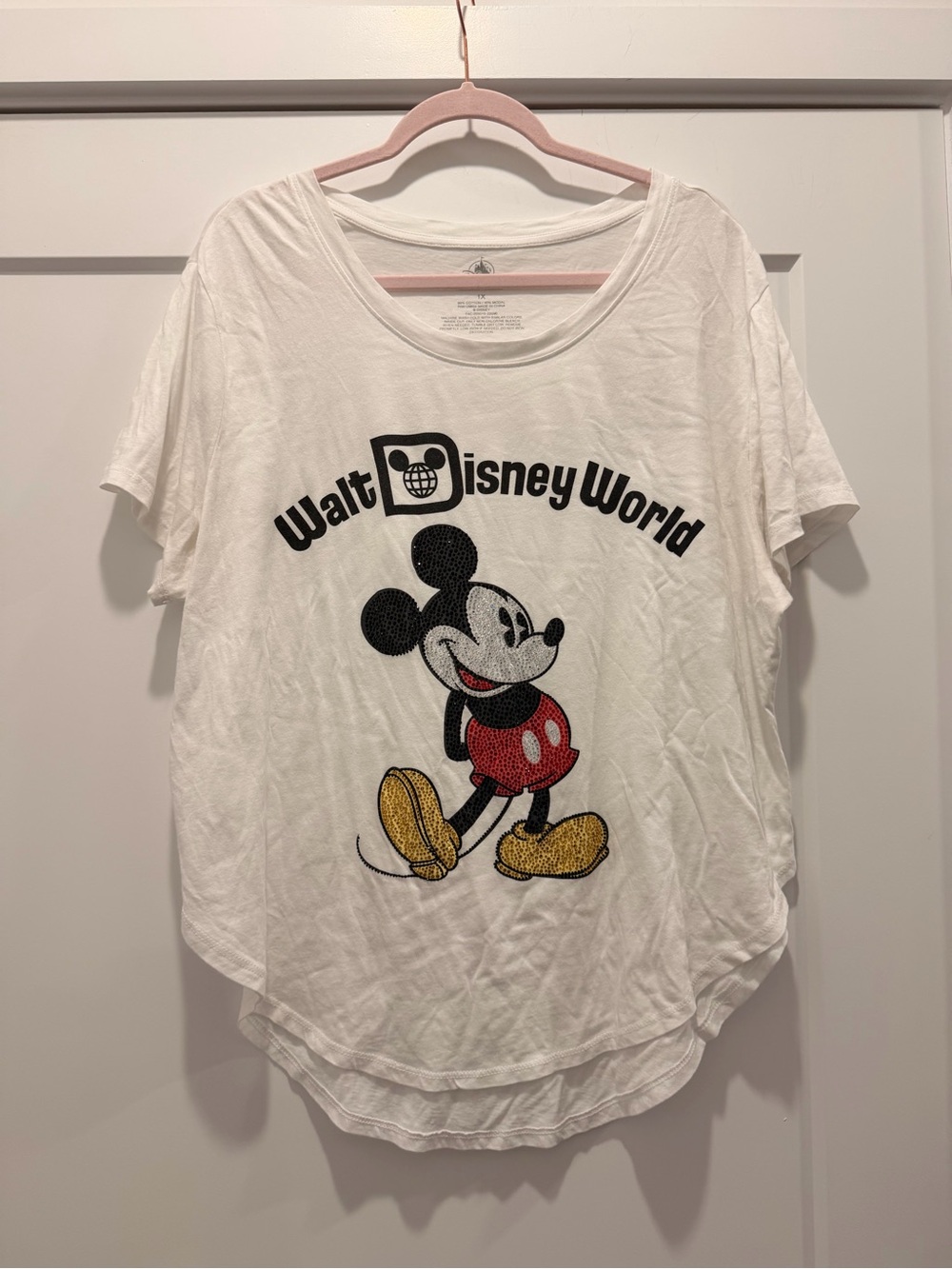 Disney White Mickey Glitter Graphic Tee